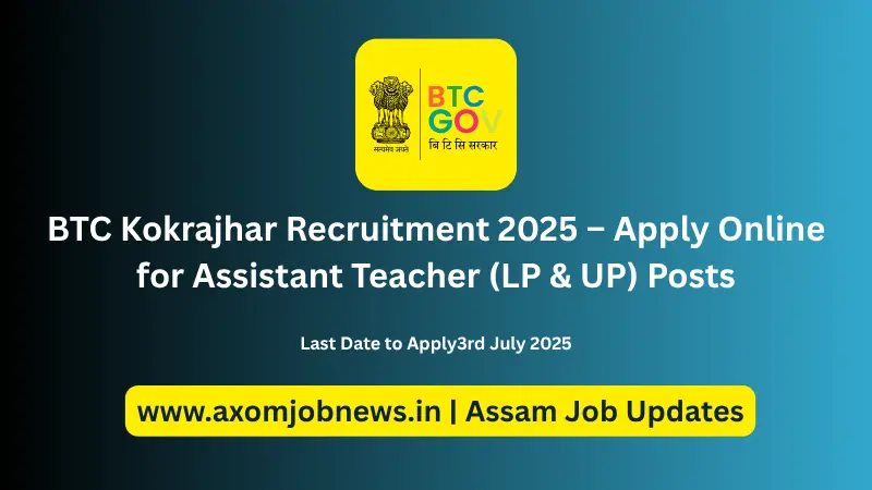 BTC Kokrajhar Recruitment 2025 – Apply Online for Assistant Teacher (LP & UP) Posts